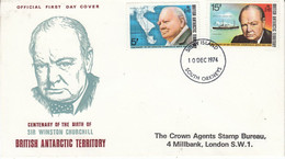 British Antarctic Territory (BAT) 1974 Sir Winston Churchill 2v FDC Ca Signy Island (BAT166) - FDC