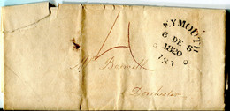 Great Britain - England 1820 Entire Letter Cover From Weymouth To Dorchester - Rated 4d - ...-1840 Préphilatélie