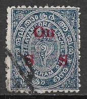 India - Travancore 1911. Scott #O1 (U) Conch Shell (State Seal) - Travancore