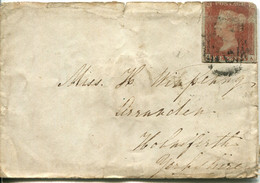 Great Britain - England 1845 Cover Bolton To Huddersfield - 1d Red-brown On Blued Paper Imperf. - ...-1840 Préphilatélie