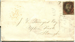 Great Britain - England 1854 Wrapper Cover To Slough - 1d Red-brown On Blued Paper Imperf. - ...-1840 Préphilatélie