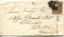 Great Britain - England 1854 Cover From Barnstaple To Dublin Ireland - 1d Red-brown On Blued Paper Perf. 16 - ...-1840 Préphilatélie