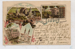 5190 STOLBERG, Lithographie 1898, Kaiserplatz, Postamt, Kirche, Schloss... - Stolberg