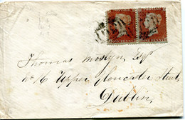 Great Britain - England 1854 Cover From Barnstaple To Dublin Ireland - 1d Red-brown On Blued Paper Perf. 16 Pair - ...-1840 Préphilatélie