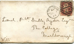 Great Britain - England 1864 Cover London To Marlborough - 1d Red - Plate 98(?) - Lettres & Documents