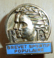 DAF-030 Médaille Métal Doré "Brevet Sportif Populaire Gravé Sur Fond Bleu De 20mm/20mm,poids=5,30g - Athletics