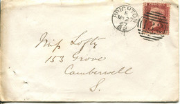 Great Britain - England 1867 Cover Brighton West Pier Company Envelope To Camberwell - 1d Red - Plate 80 - Lettres & Documents