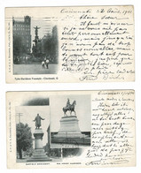Lot 2 X Old Early Postcard Tyler Davidson Garfield Monument WM Henry Harrison Cincinnati Ohio 1901 United States CPA - Cincinnati