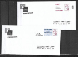 FRANCE    -    2 Enveloppes  POSTREPONSE Neuves.  Fondation Abbé Pierre. - Antwoordbons