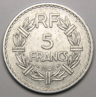 RARE 5 Francs Lavrillier, 1946 C (Castelsarrsasin), Aluminium - Gouvernement Provisoire - 5 Francs