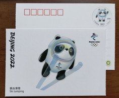 Ski Jumping,Mascot Bing Dwen Dwen,Five Rings,China 2022 Beijing 2022 Winter Olympic Games Commemorative Pre-stamped Card - Hiver 2022 : Pékin