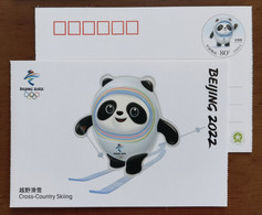 Cross-country Skiing,Mascot Bing Dwen Dwen,China 2022 Beijing 2022 Winter Olympic Games Commemorative Pre-stamped Card - Winter 2022: Peking