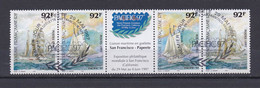 POLYNESIE 1997 TIMBRES N°531/32 OBLITERES BATEAUX PAIRE AVEC VIGNETTES CENTRALE - Oblitérés