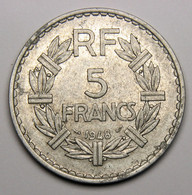 RARE 5 Francs Lavrillier, 1948, 9 Fermé, Aluminium - IV° République - 5 Francs