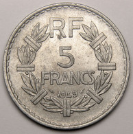 5 Francs Lavrillier, 1949, 9 Fermé, Aluminium - IV° République - 5 Francs