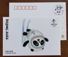 Freestyle Skiing,Mascot Bing Dwen Dwen,China 2022 Beijing 2022 Winter Olympic Games Commemorative Pre-stamped Card - Winter 2022: Peking