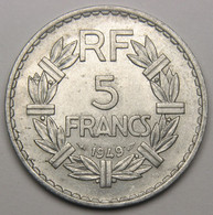 5 Francs Lavrillier, 1949, 9 Fermé, Aluminium - IV° République - 5 Francs