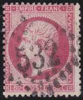 France    .   Y&T    .  24  (2 Scans)      .     O     .   Oblitéré - 1862 Napoléon III