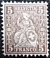 Timbre De Suisse 1881 Definitive 1881 - Sitting Helvetia - Granite Paper Y&T N° 50 Neuf Avec Reste De Gomme - Unused Stamps