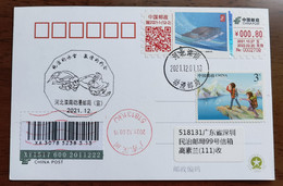 Ezha,CN 21 Luannan Propaganda PMK Beijing Winter Olympic Games Competition Venue Meter Franking Postage Label Postcard - Hiver 2022 : Pékin