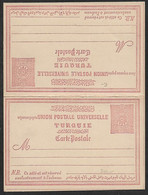 1892/1898​ 20p+20p TURKEY - POSTAL STATIONERY CARD WITH PAID REPLY - ISFILA  AN 34 - Storia Postale