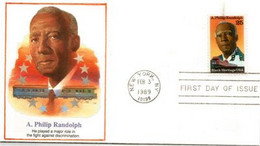 BLACK HERITAGE.Philip Randolph,Syndicat Des Porteurs De Voitures-lits De La Pullman Company 1925. FDC NEW-YORK - 1981-1990