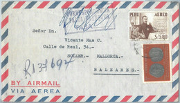 69343 -  PERU   - POSTAL HISTORY - REGISTERED COVER  To SPAIN  1961 - Peru