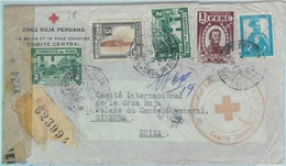 89610 - PERU - POSTAL HISTORY -  REGISTERED COVER To SWITZERLAND 1944 Red Cross - Peru