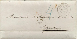 ZMO-02  Lettre Préphilatélique Avec Cachet Avenches 5 Août 1846 Et Au Dos Yverdon 6 Août 1846. - ...-1845 Voorlopers