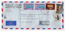 1977. CYPRUS,NICOSIA TO BELGRADE,YUGOSLAVIA,REGISTERED AIRMAIL FROM YUGOSLAV EMBASSY - Cartas
