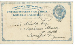 America > United States > Postal Stationery > Stamped Postal Card 1880 Via Germany - ...-1900