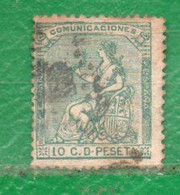 11 España 1873 Yvert 132 Usado V.F. 10 C.de Peseta TT: Escudos - Usados