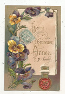 JC, Cp , Fleurs , Gaufrée , BONNE Et HEUREUSE ANNEE , Voyagée, Union Postale Universelle - Fleurs