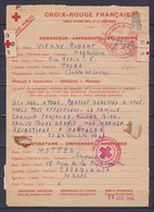 Formulaire De Transmission De Message Via La Croix-Rouge De TOURS Pour CASABLANCA 21 Décembre 1943 Avec Réponse - Cachet - 2. Weltkrieg 1939-1945