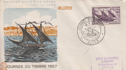 Enveloppe  FDC  1er  Jour  ALGERIE   Journée  Du  Timbre   ALGER   1957 - FDC