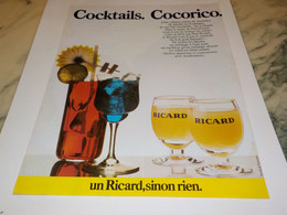 ANCIENNE  PUBLICITE COCKTAILS COCORICO  UN RICARD  1984 - Alcools