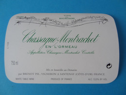 Etiquette De Vin Chassagne Montrachet En L'Ormeau Brenot - Bourgogne