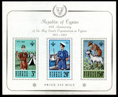 766.CYPRUS SG MS 231a SCOUTS MINIATURE SHEET 1963,MINT HINGED - Unused Stamps