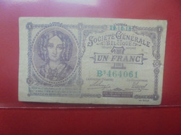 BELGIQUE 1 Franc 1918 Circuler (B.18) - 1-2 Franchi