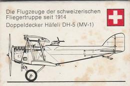 RARA SCATOLA FIAMMIFERI GLI AEROPLANI DELL'AVIAZIONE SVIZZERA DAL 1914 - DOPPELDECKER HAFELI DH-5 - Boites D'allumettes