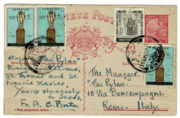 Ref 1540 -  1953 Portuguese India Uprated Postal Stationery Card To Italy - Portugal Colony - India Portuguesa