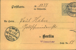 1903,  Privatganzsachenkarte  Wahlkarte Zur Stadtverordnetenwahl In Berlin - Otros & Sin Clasificación