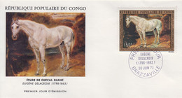 Enveloppe  FDC  1er  Jour   CONGO    Cheval   Blanc     Oeuvre  De  Eugéne  DELACROIX   1973 - FDC