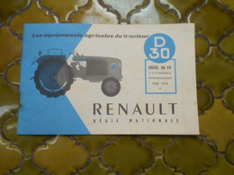 Brochure  Tracteur  Renault   Diesel  30 Cv     ( Equipement  Pour Ce Tracteur - Material Y Accesorios