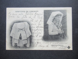 Frankreich 1902 AK Souvenir Du Limousin Frau In Tracht Limousine En Barbichet / Spitzenhaube - People