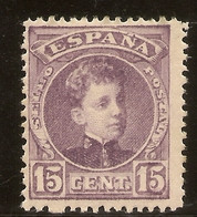 ESPAÑA Edifil 246 * Mh 15 Céntimos Violeta  Serie Cadete  1901/1905  NL868 - Nuevos