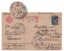 Russia 1921 Postal Card PETROGRAD Registered Civil Censorship To Heidelberg - Storia Postale