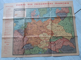 Carte Avec Emplacement Des  CAMPS DES PRISONNIERS FRANCAIS - Liste Des Camps STALAG & OFLAG - 1939-45