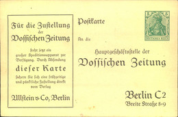 1910 Ca.,    Privatganzsachenkarte Sld Bestellkarte Der Vossíschen Zeitung - Otros & Sin Clasificación