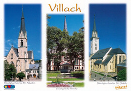1 AK Österreich * Kirchen In Villach - Stadtpfarrkirche St. Nikolai, Ev. Kirche Im Stadtpark, Stadtpfarrkirche St. Jakob - Villach